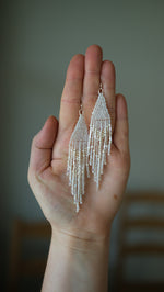 Load image into Gallery viewer, Pearl &amp; Crystal Fringe Earrings
