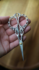 Load image into Gallery viewer, Platinum Filigree Embroidery Scissors
